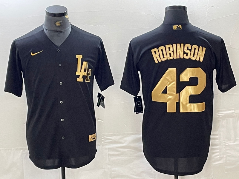 Men's Los Angeles Dodgers Jackie Robinson #42 Black Limited Jersey